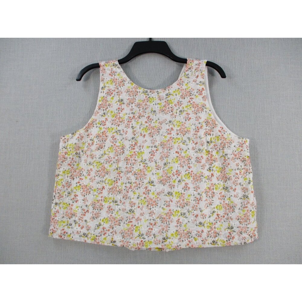 Loft Floral Sleeveless Top Womens L Floral White Multi-Color